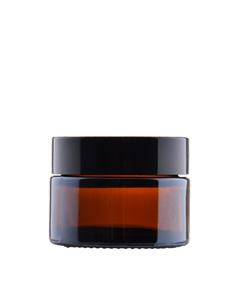 Jar 30 ml Amber glass, Lid black ABS, Spacer white PE